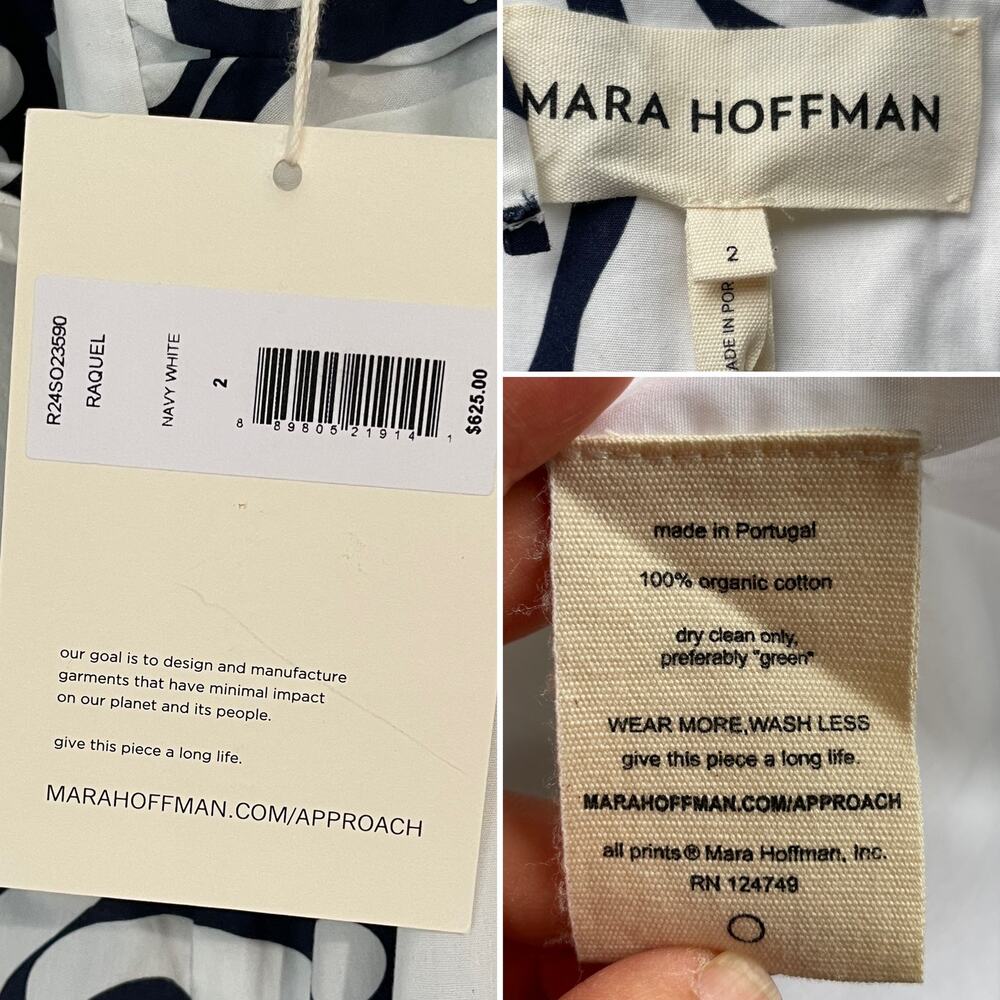 NWT Mara Hoffman Raquel Maxi‎ Strap Floral Dress White Navy V neck Size 2 - Picture 5 of 11